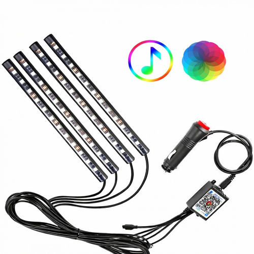 ✨ 48LED RGB Autós Hangulatvilágítás – USB, APP vezérlés, Belső Környezeti Lámpa 🌈