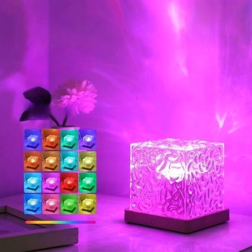 💡 Vízhullámos Kristályvetítő – 16 Szín, Forgó Naplemente Fények 🌈✨