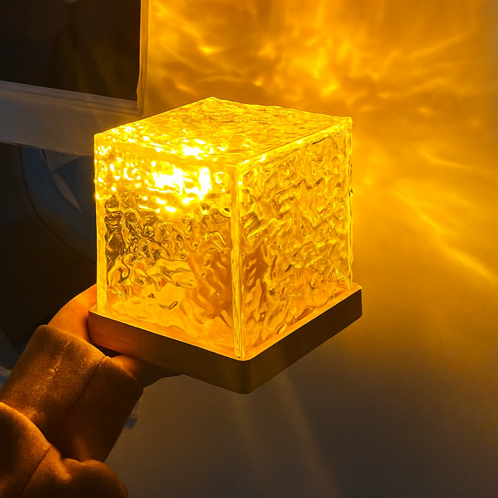 💡 Vízhullámos Kristályvetítő – 16 Szín, Forgó Naplemente Fények 🌈✨